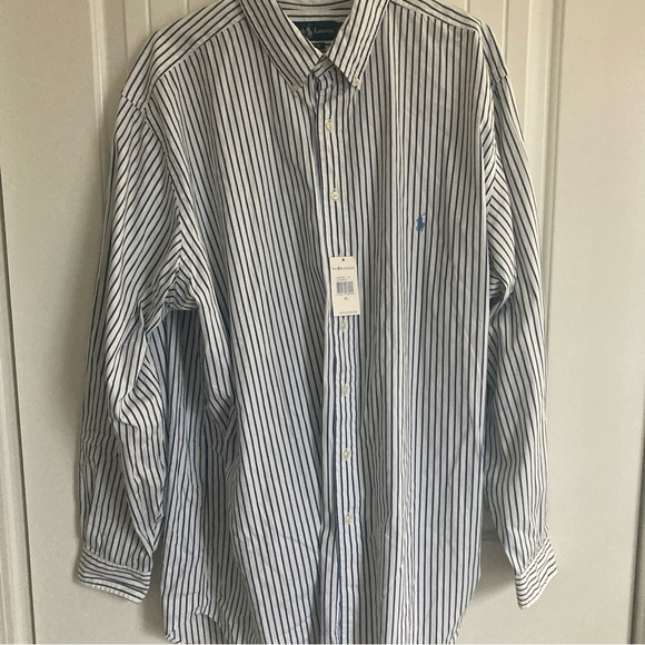 Polo Ralph Lauren Shirt Mens 19T Blue Striped Button Down Pony NWT - Picture 1 of 8